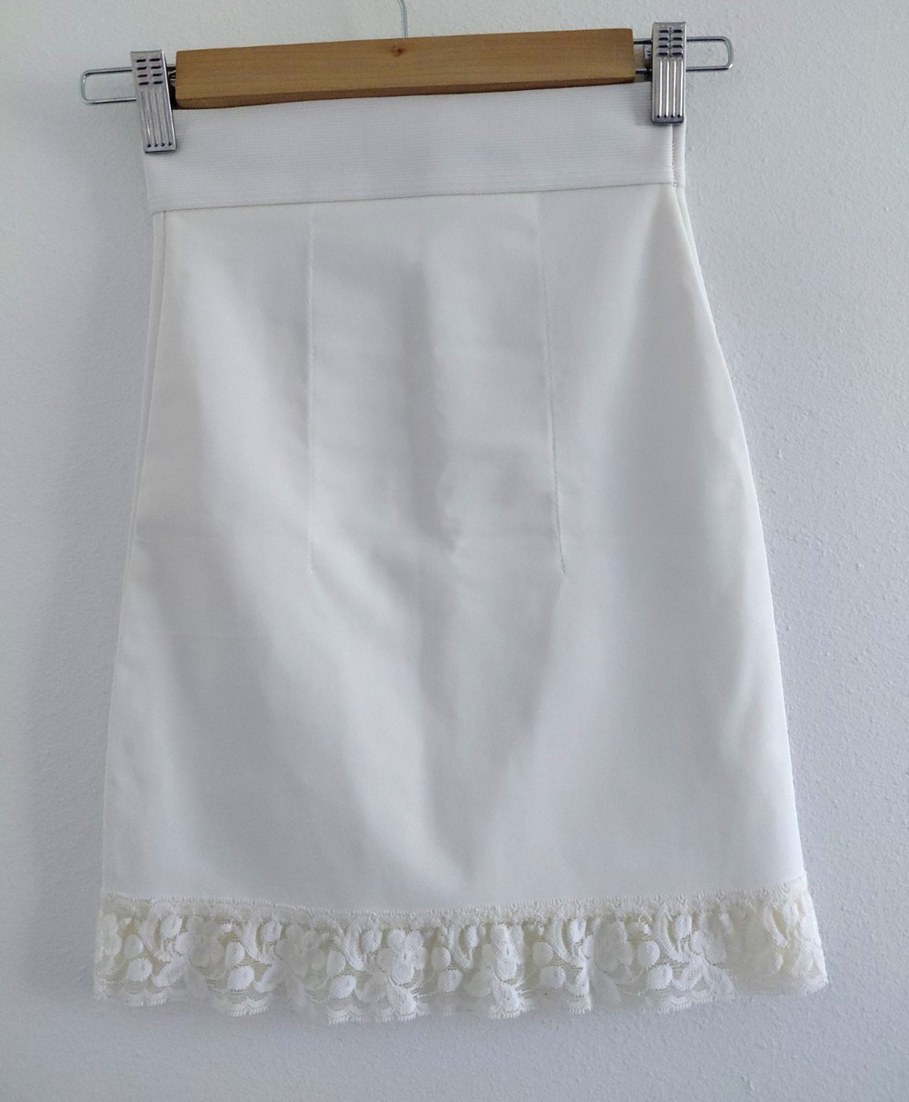 Vintage Nancy Gang Hip Slip Half Slip Skort White SMALL Bodyslimmers Lace Hem